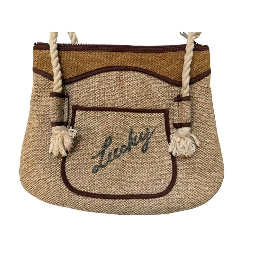 Lucky Brand Tote Bag Canvas Rope Handle Boho Coastal Purse - Picture 2 of 6